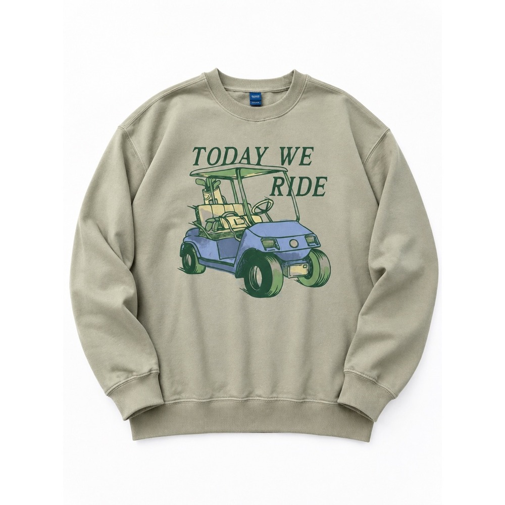 Old Navy Kids XL 14-16 Oversized Sweatshirt Sage Green Today We Ride Golf Cart